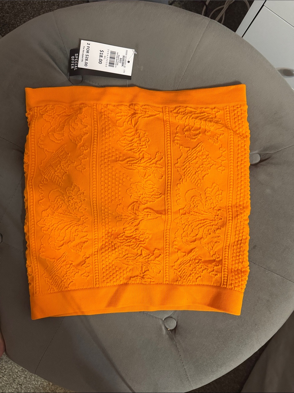 Buckle Orange Textured Knit Mini Skirt